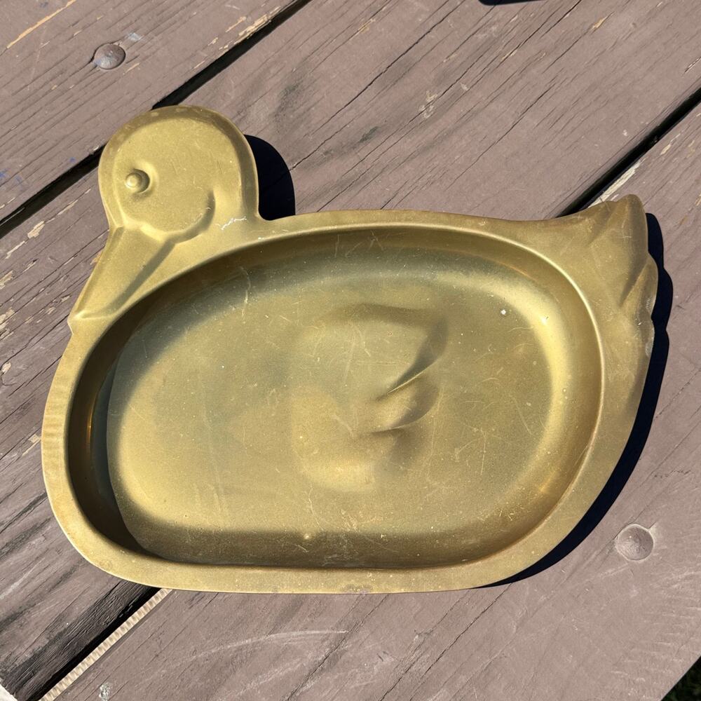 Vintage Brass Duck Tray 14” with Wall Hook - Picture 2 of 5
